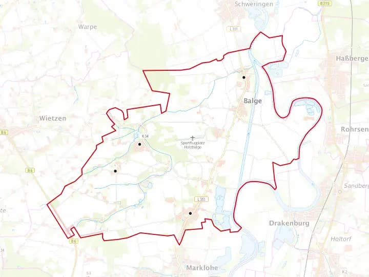 Karte Balge mit Gemeindegrenze – Niedersachsen Solar