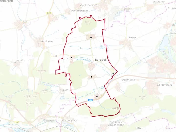 Karte Burgdorf mit Gemeindegrenze – Niedersachsen Solar