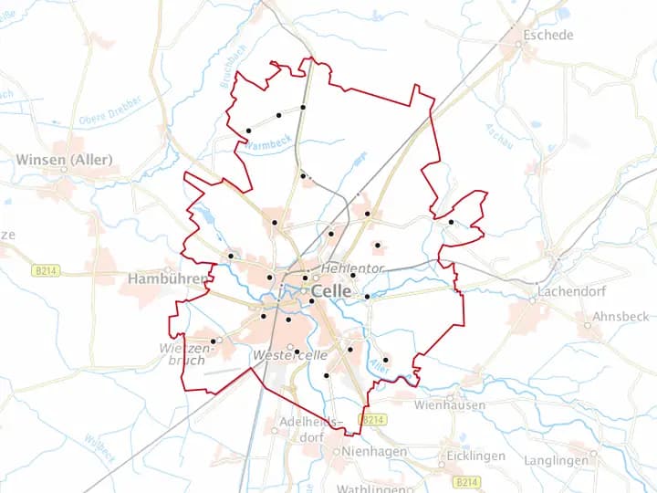 Karte Celle mit Lage von Osterloh – Niedersachsen Solar