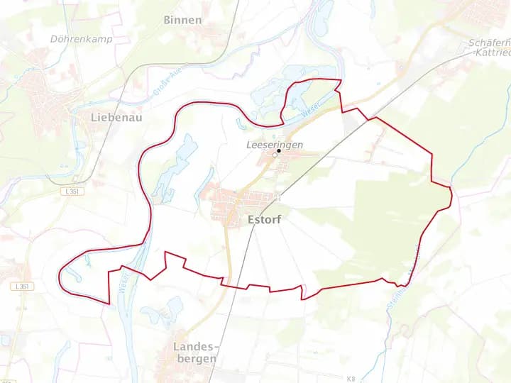 Karte Estorf mit Gemeindegrenze – Niedersachsen Solar