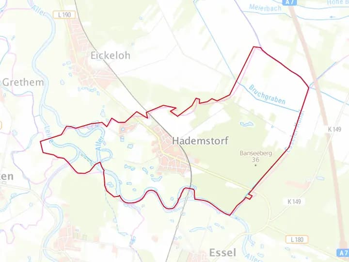 Karte Hademstorf mit Gemeindegrenze – Niedersachsen Solar