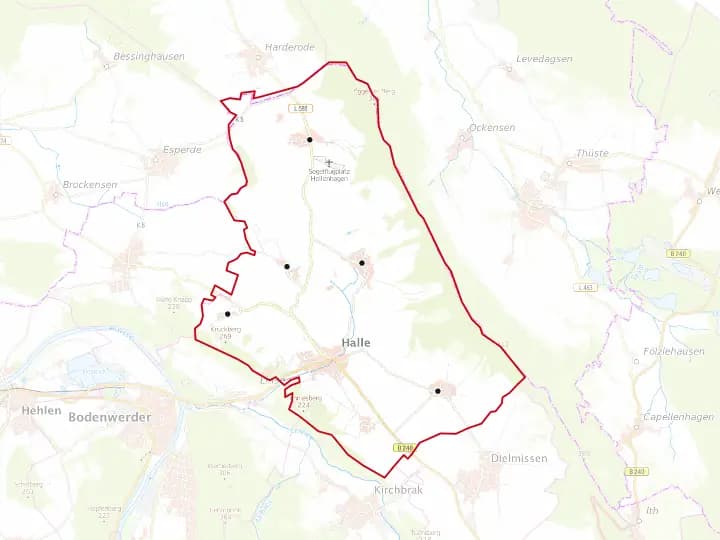 Karte Halle mit Gemeindegrenze – Niedersachsen Solar