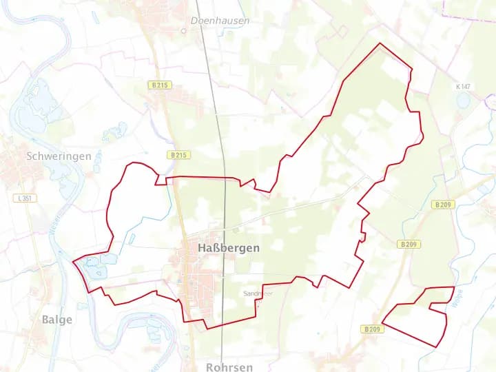 Karte Haßbergen mit Gemeindegrenze – Niedersachsen Solar