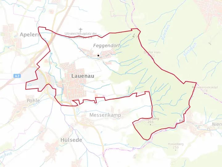 Karte Lauenau mit Gemeindegrenze – Niedersachsen Solar