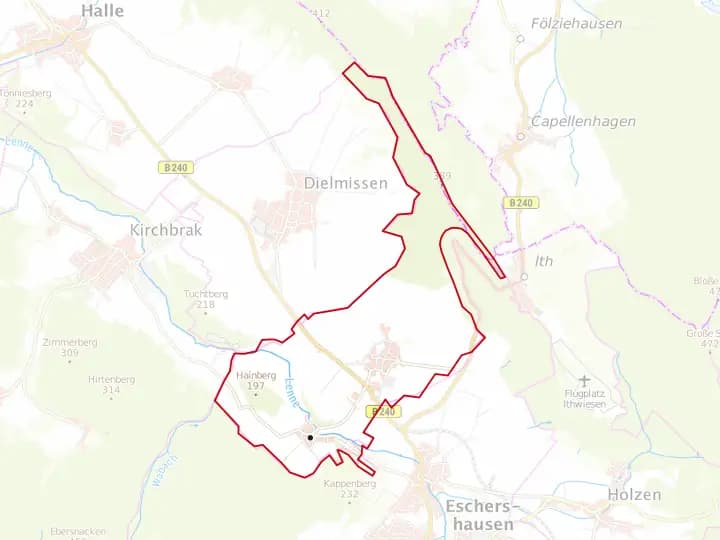 Karte Lüerdissen mit Gemeindegrenze – Niedersachsen Solar