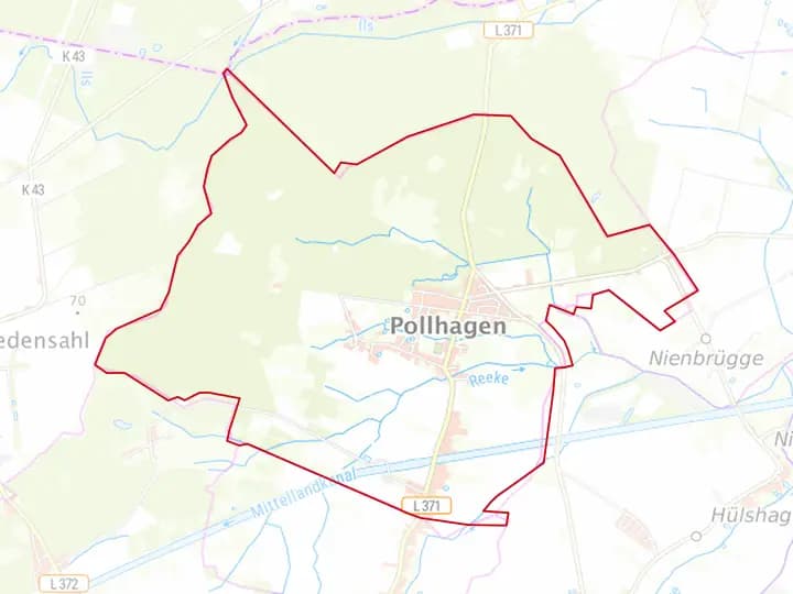 Karte Pollhagen mit Gemeindegrenze – Niedersachsen Solar