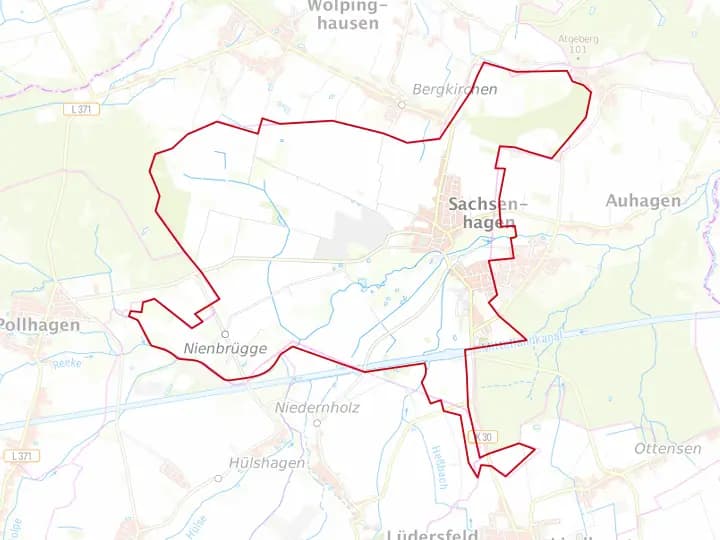 Karte Sachsenhagen mit Gemeindegrenze – Niedersachsen Solar
