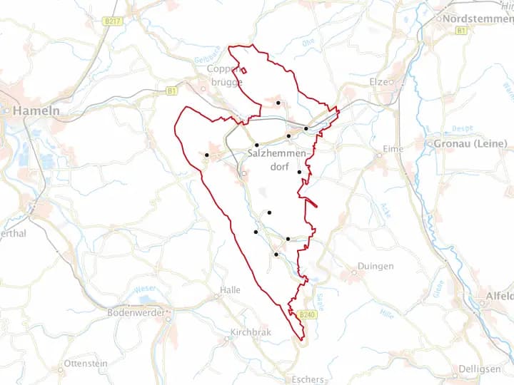 Karte Salzhemmendorf mit Gemeindegrenze – Niedersachsen Solar