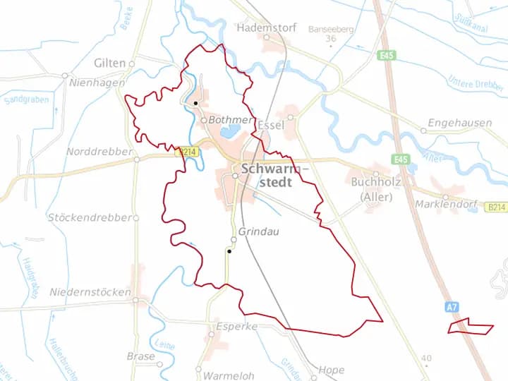 Karte Schwarmstedt mit Gemeindegrenze – Niedersachsen Solar