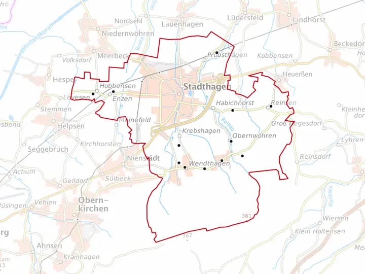 Karte Stadthagen mit Gemeindegrenze – Niedersachsen Solar