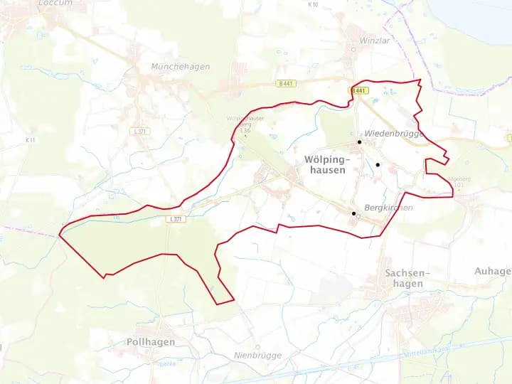 Karte Wölpinghausen mit Gemeindegrenze – Niedersachsen Solar